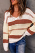 V-Neck Knitted Lantern Sleeve Pullover Sweater